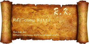 Récsey Kitti névjegykártya